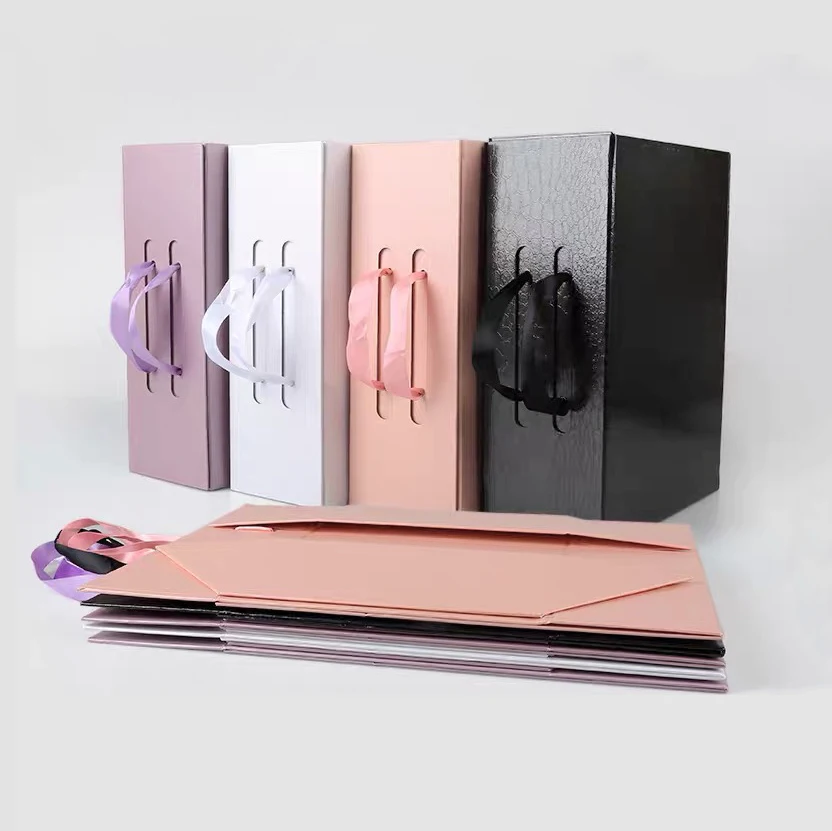 Custom Luxury White Box Sweet Collapsible Box for Weddings Bridal Cardboard Mini Magnetic Lid Jewellery Gift Boxes with Ribbon