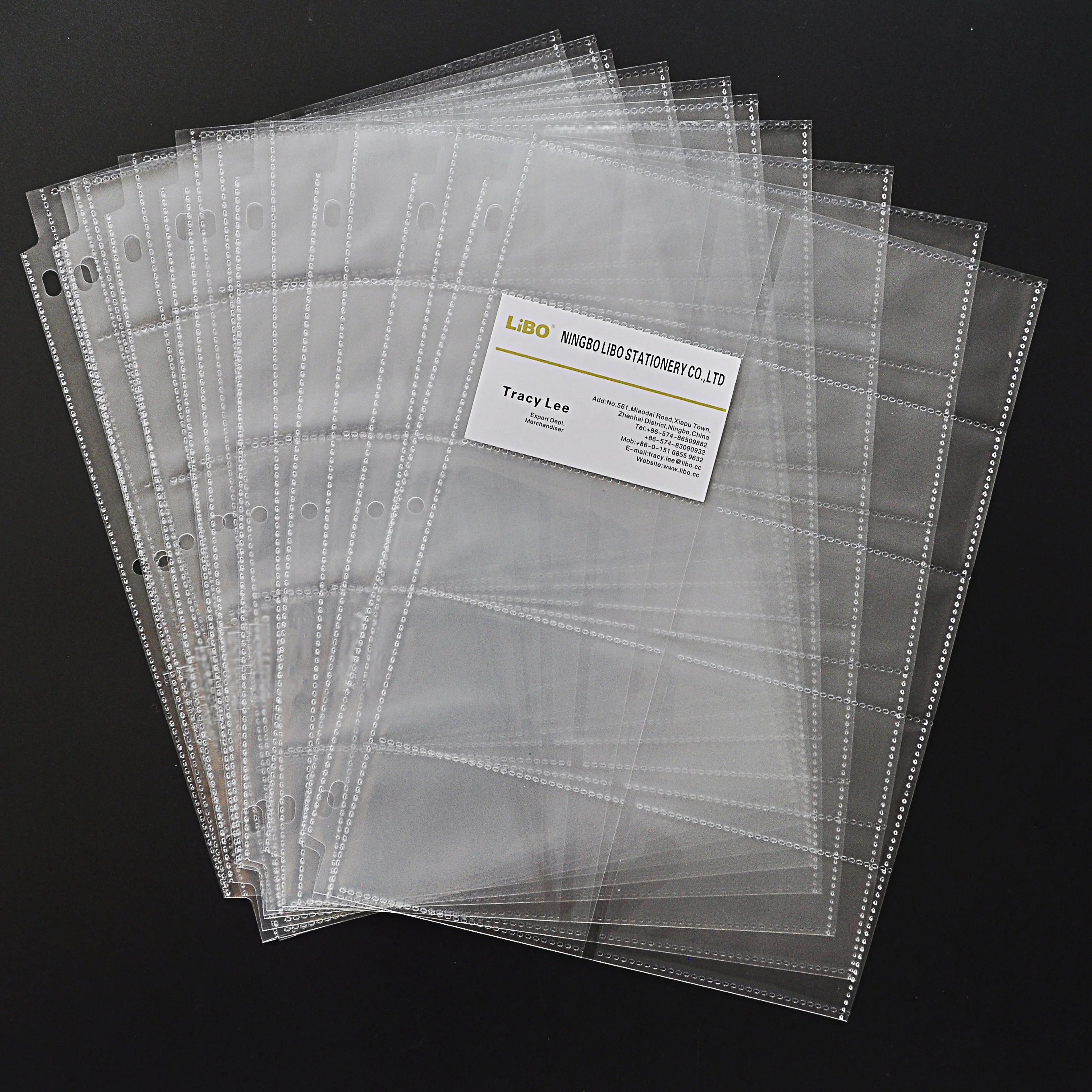 Double Sided Letter Size Poly 10 Pocket Business Card Sleeves Binder Sheets Ultra-Clear Business Card Pages for 3 Ring Binder