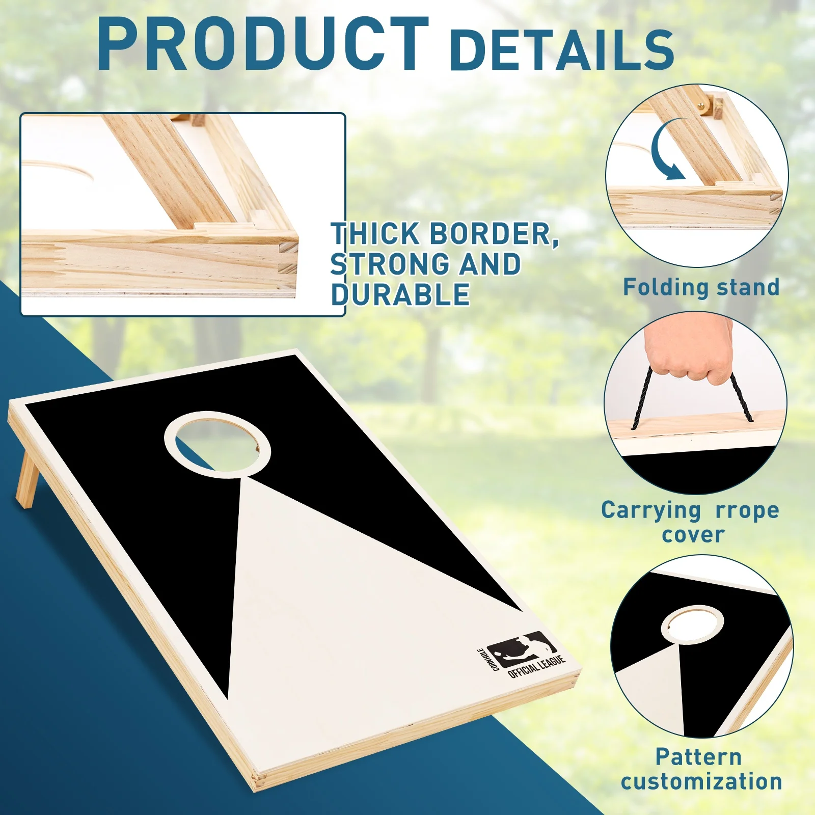 USA Local Warehouse Outdoor Portable Cornhole Set with 8PCS Bean Bags , Wooden Sandbag Board Games for Indoor & Outdoor