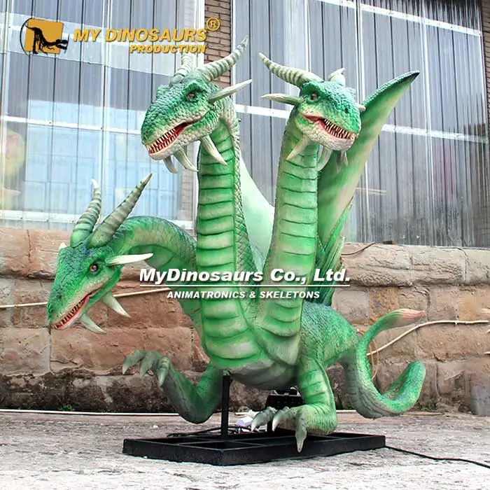 MYDINO западная модель дракона в натуральную величину анимация трехголовый дракон
