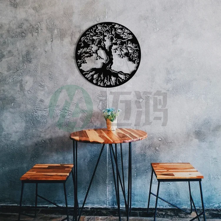 Custom Design Laser Cut Stainless Steel Wall Decoration Contemporary Plant Pattern Square Iron Metal Art for Home Decor