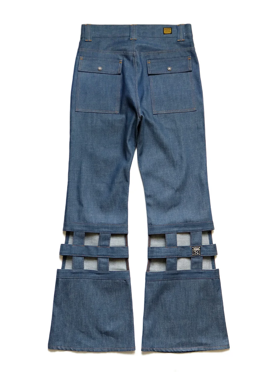 ZhuoYang Garment Design Full Length Mid Waist Rise Slim Fit Ripped Plaid Hollow Out Mens Jeans Hot Selling Trendy Soft Denim Pants For Men