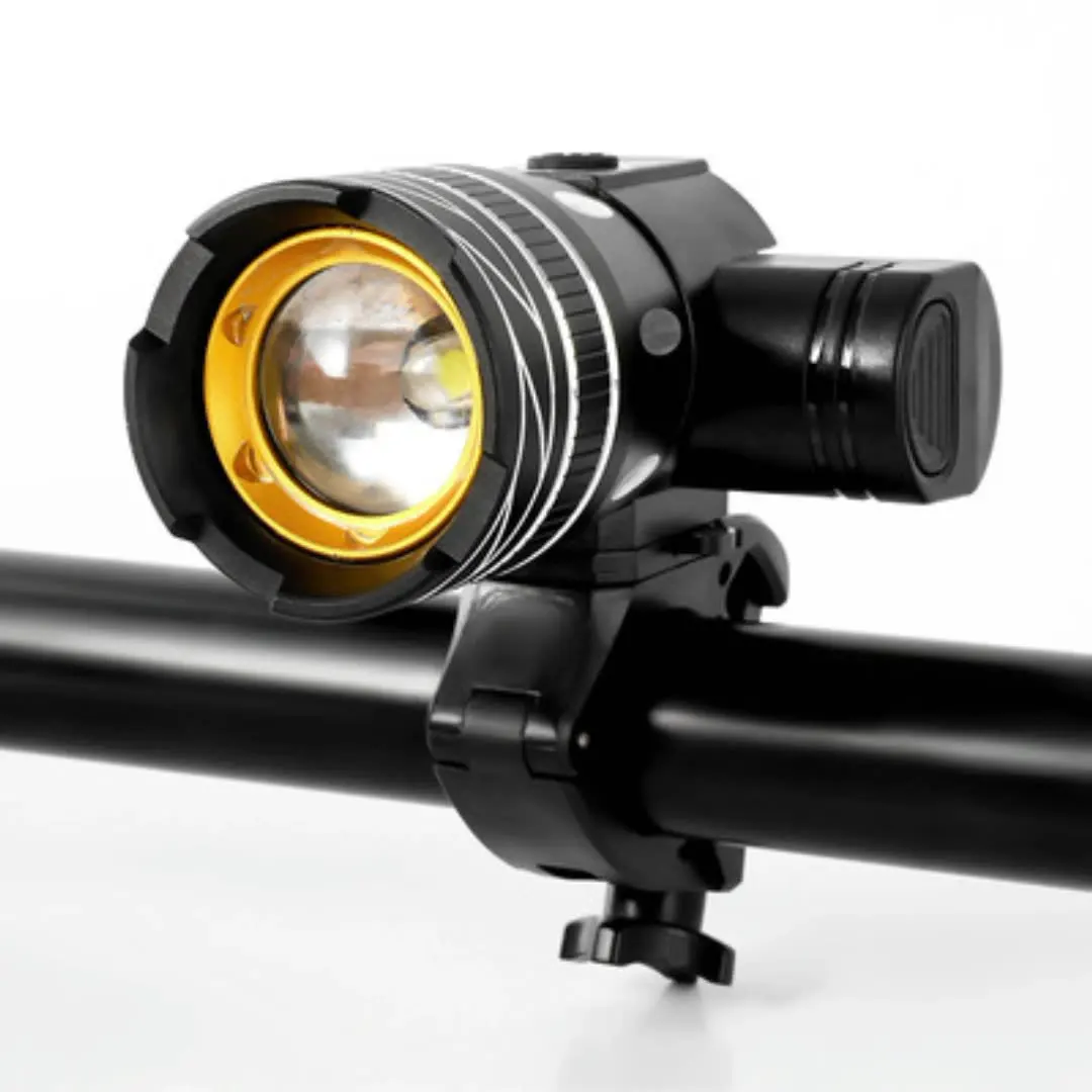 USB Rechargeable Aluminum Alloy Bicycle Headlight 360 Degrees Rotatable Cycling Light Rainproof ABS Bike Safety Light LED