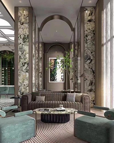 Hot Selling Custom Design Green Marble Travertine Tile Slab Luxury Beauty with Low MOQ Polished or Honed Surface for Villas