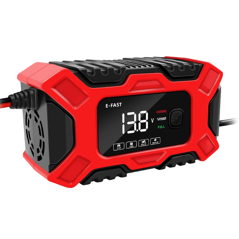 Professional Factory Car Charger E-Fast 12V6A motorcycle SUV car pulse repair battery charger  with LCD screen charger
