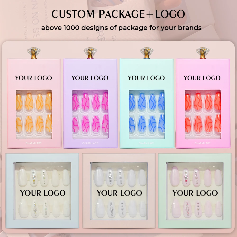 Hot selling 30pcs press on nails wholesale private label custom nail boxes easywell nail sticker