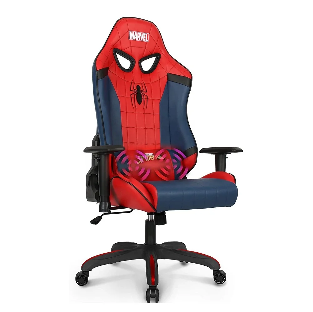 330lbs Red Custom Leather Computer Game Chair Modern Spider Man Gaming Chair With Smooth Quiet Wheels And Footrest