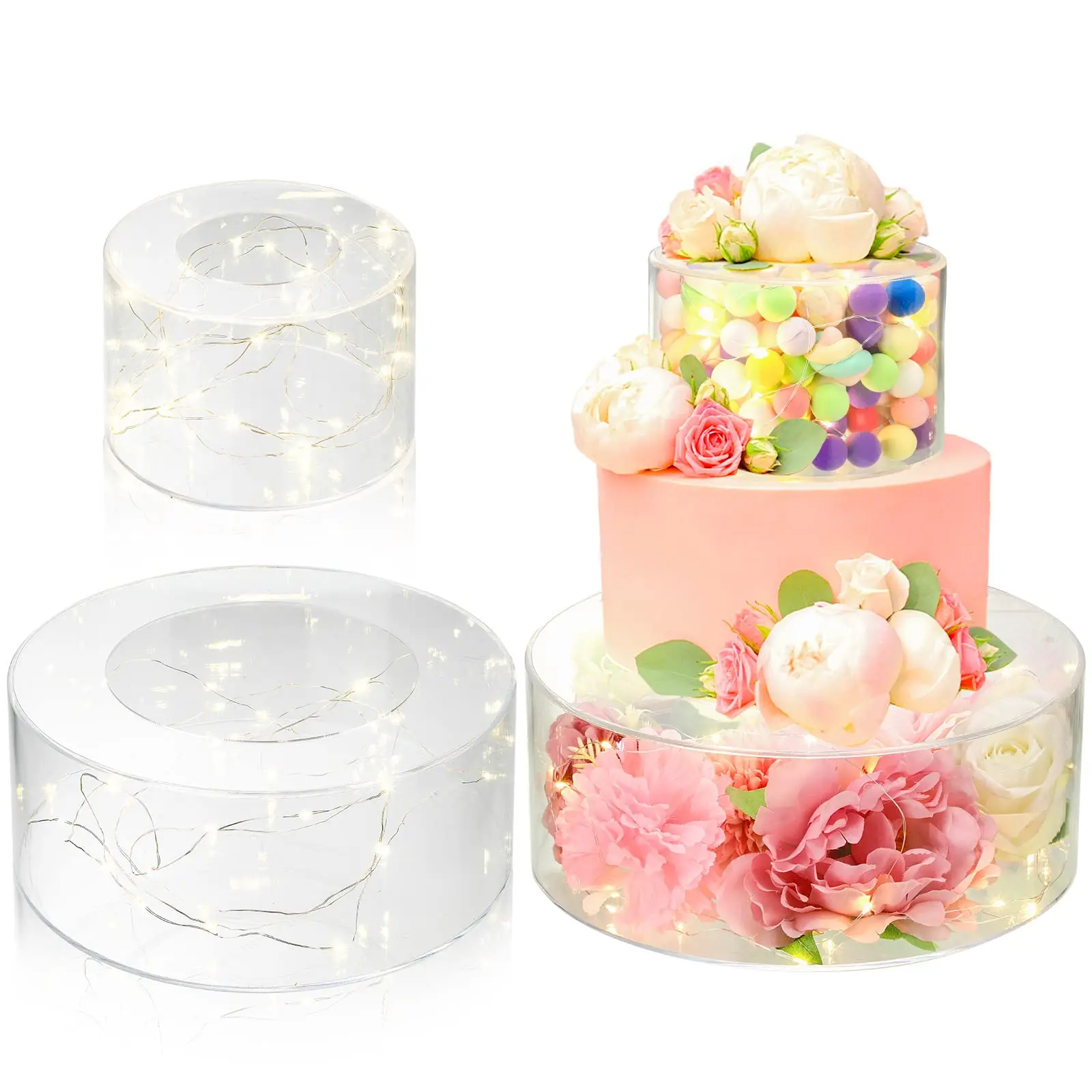 Cube Cake Riser Acrylic Square Fillable Cake Stand Cake Tillers Separator Decoration For Baking Tools Bakery Supplie