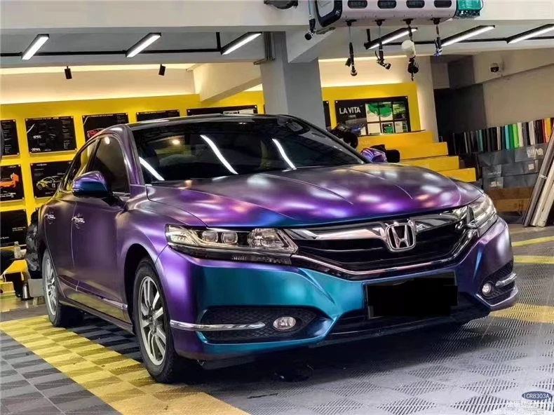 Premium Glossy Chameleon Diamond Glitter Purple Red Vinyl Film Automobiles Car Wrap Foil Sticker Decal Air Release