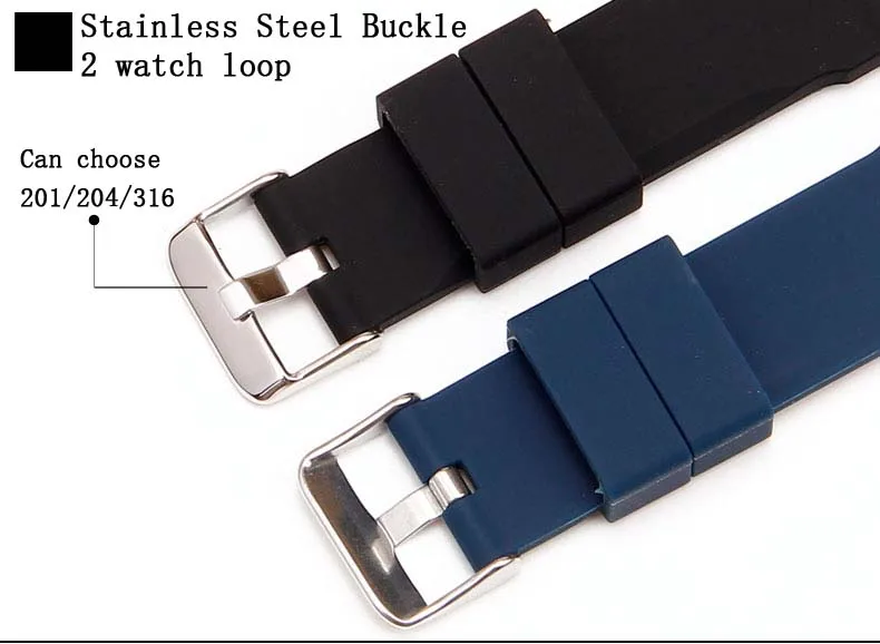 Ремешок силиконовый для часов, спортивный Мягкий Силиконовый браслет с пряжкой из нержавеющей стали, аксессуары для смарт-часов, 22 мм 24 мм