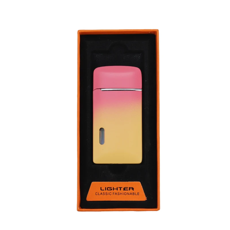 2023 Wholesale Custom Square Torch Lighter Print Windproof Colored Flame Metal Lighter
