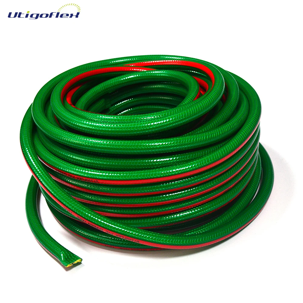 Highly flexible PVC garden hose plastic water hose pipe with one or two layers of fiber reinforcement in various colors & sizes