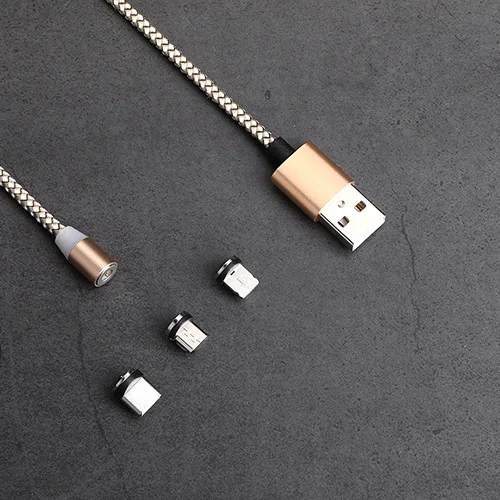 
Nylon Braided Fast Charging 3 in 1 LED Magnetic Charger Cable 