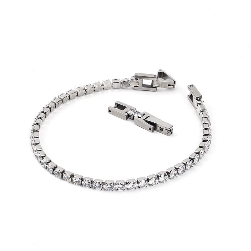 Steel colored zirconia box bracelet Jewelry Rhodium Plating Zircon Double Layer Tennis Bracelet