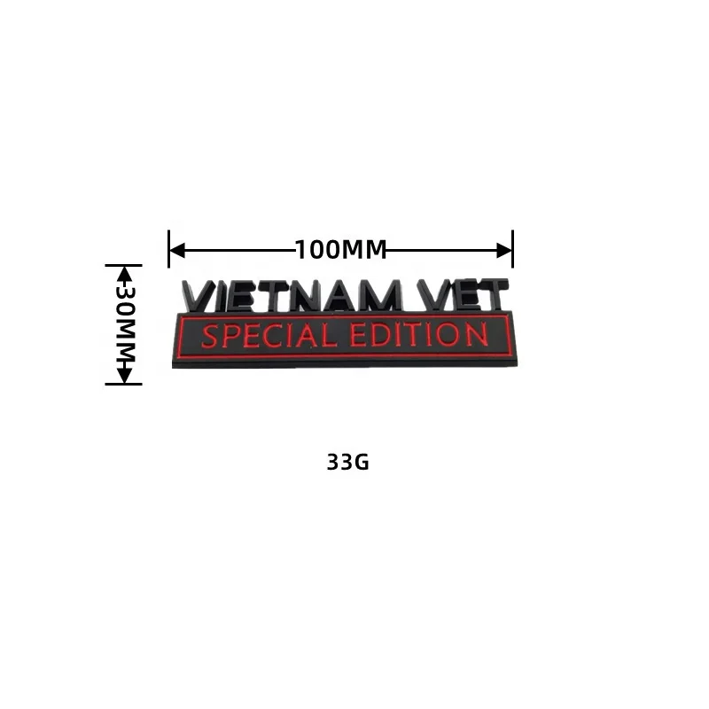 VIETNAM VET Edition Metal Chrome Sticker Car Logo Auto Parts Sticker Decal Nameplate Car Emblem Badge