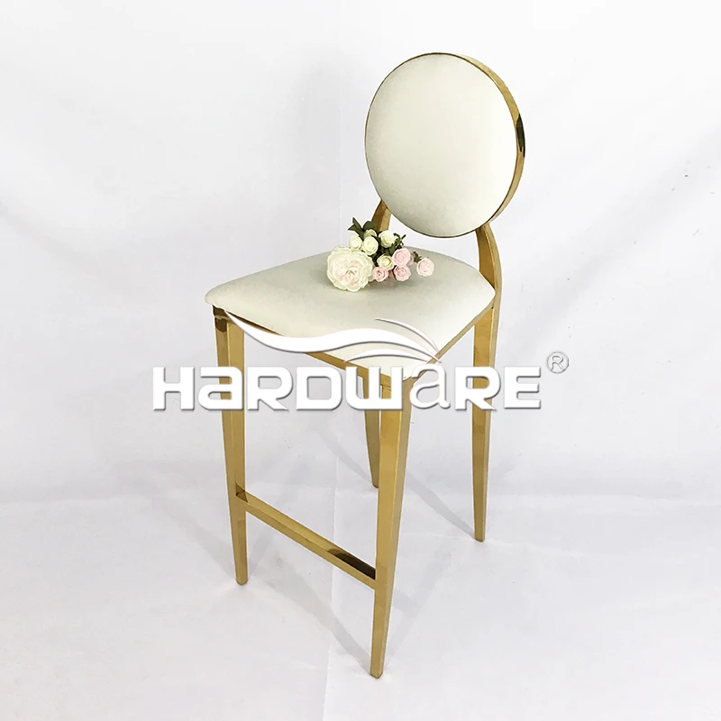 Gold Stainless Steel Cocktail Nightclub Modern High Bar Stool Chair