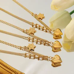 Chain Chocker Gemstone Heart Zircon Pendant Necklace Joyas De Acero Inoxidable Al Por Mayorjewelry Stainless Steel Necklaces Opp