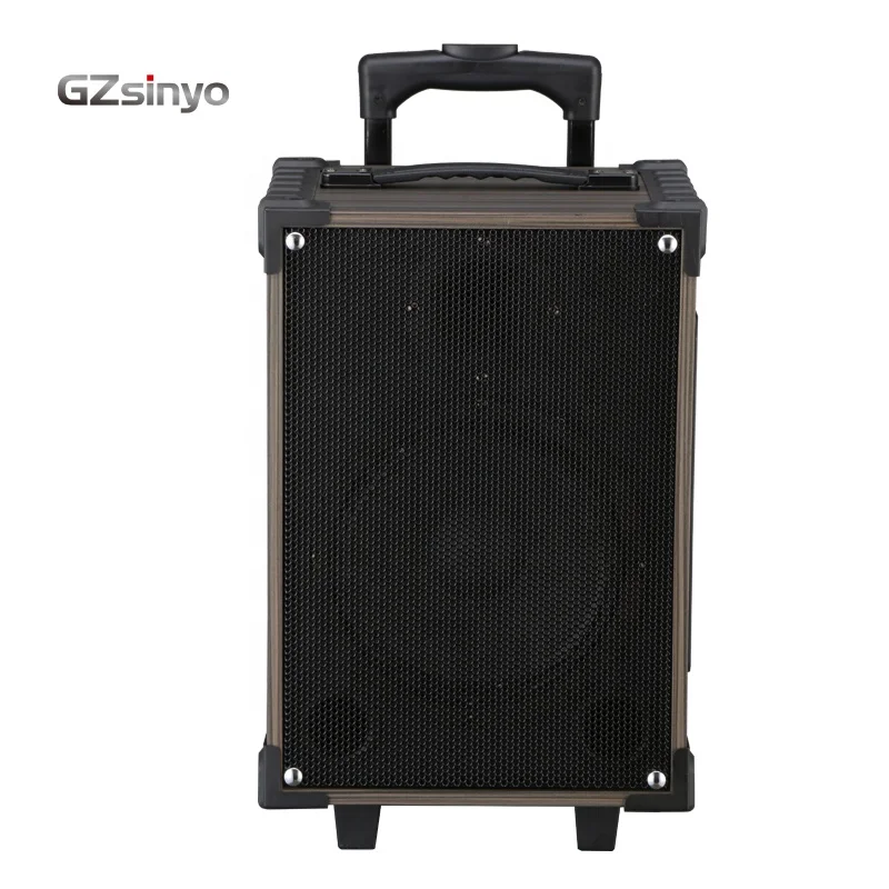 GZsinyo 8inch 40W power wooden blue tooth speaker with wireless microphone