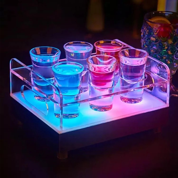 13.7X4.3X5.9Inches Acrylic Bar Wine Cup Holder With Led Light Catering Di Amore Shot Glass Serving Tray