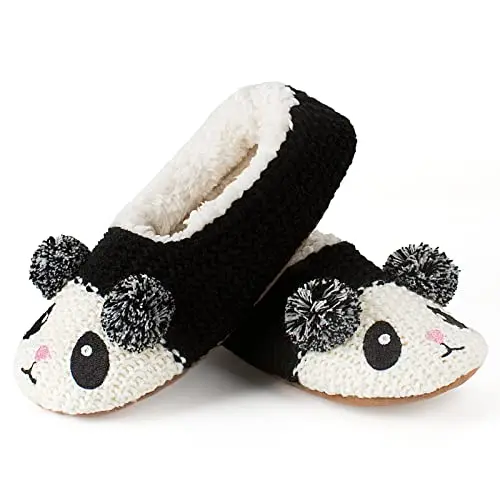 High quality custom design cozy warm animal fur slipper socks with grippers fuzzy slipper socks