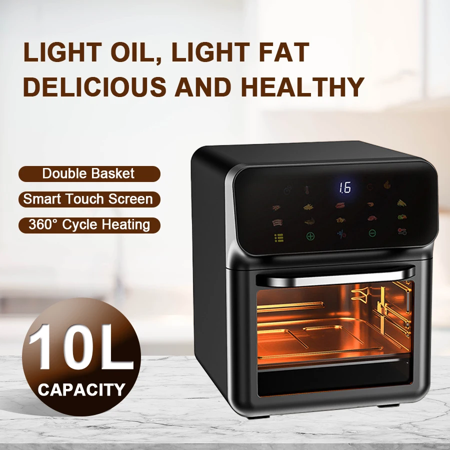 10L XL Home Kitchen Smart Electric Digital Touch Screen Vertical Multi Layer Skewer Pizza Toaster Air Fryer Oven without Oil
