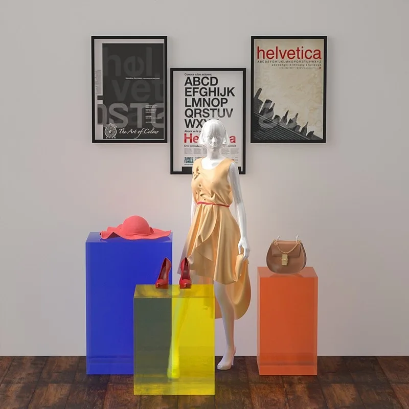 Acrylic Plate Transparent Plexiglass Clothing Store Window Props, Shoes Model Floor Ornaments, and Base Display Rack