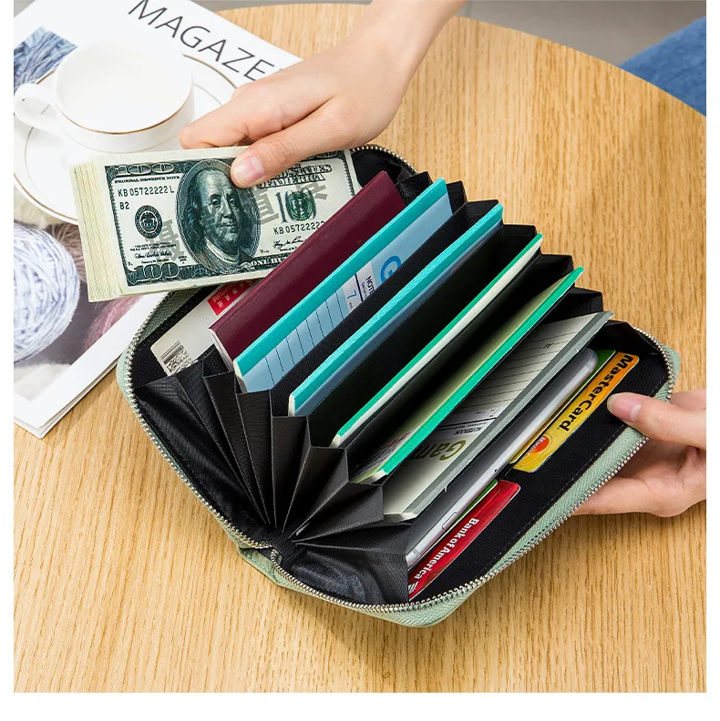 BOSHIONCASE Hot Sale Pu Leather Passport  zipper Card Hard Holder for Ladies