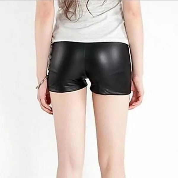 New 2020 high quality sexy soft custom black leather shorts women