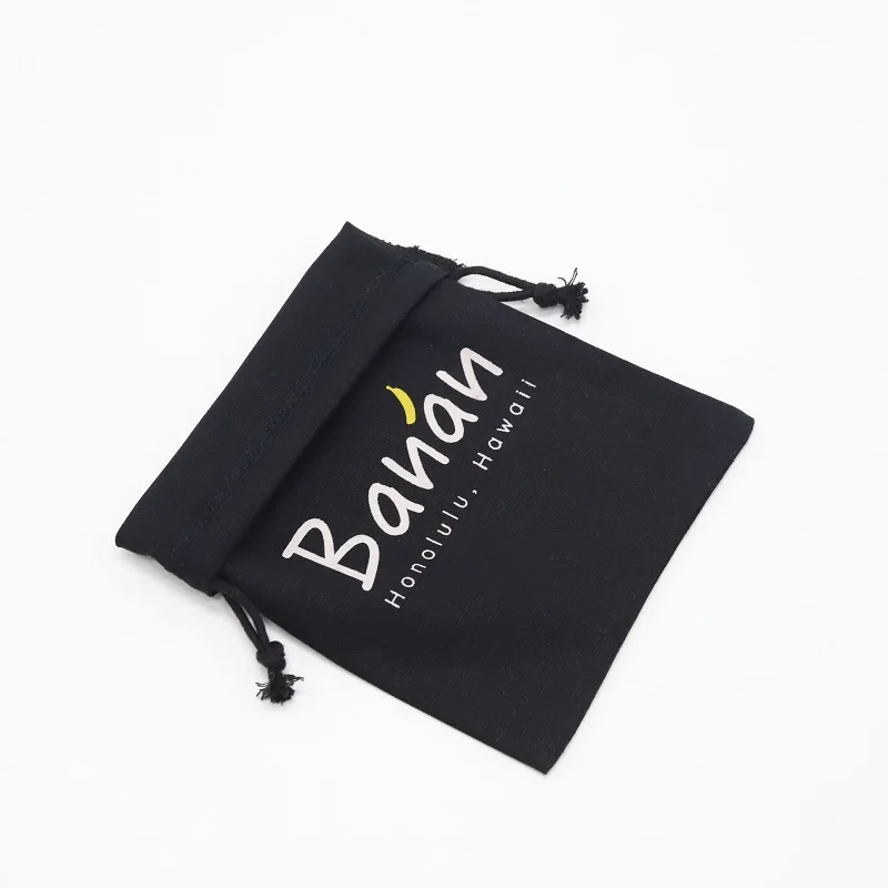 Eco-Friendly Cotton Linen Gift Packaging Drawstring Pouch Soft Black Cotton Candle Perfume Essential Oil Gift Shopping Bag