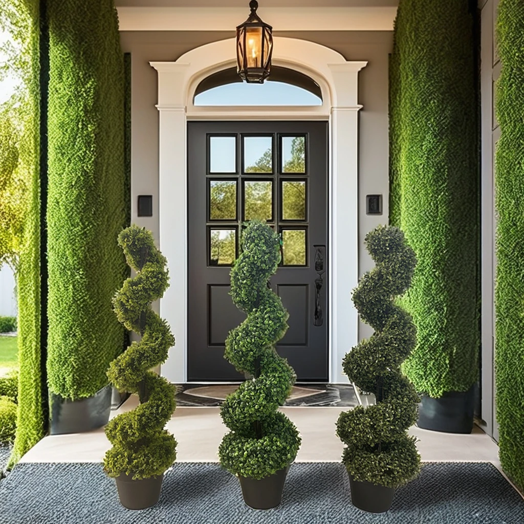 Indoor and Outdoor Decorative Spiral Molding Artificial Green Plant Trees for Christmas Halloween New Year Easter