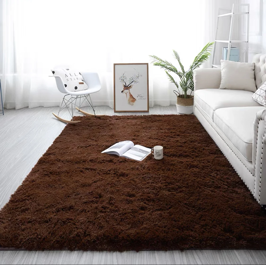 Classic Shaggy Plain Carpet Made in China Modern Fluffy Long Pile Carpets