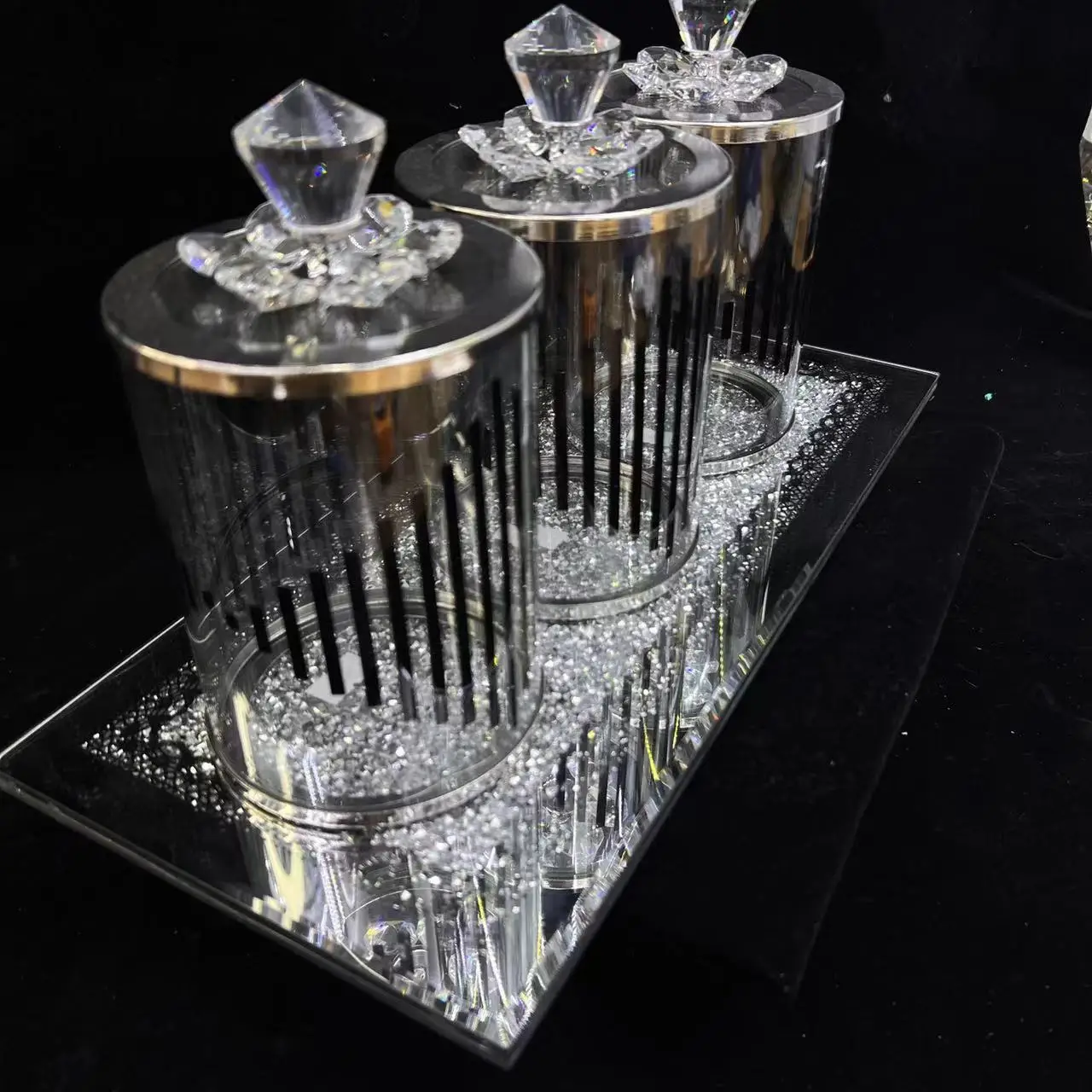 FOSUN Household Fruit Jar Jar Set Home Decoration Accessories Luxury Glass Candy Jar Storage Box for Food Lid Glass Cover Party