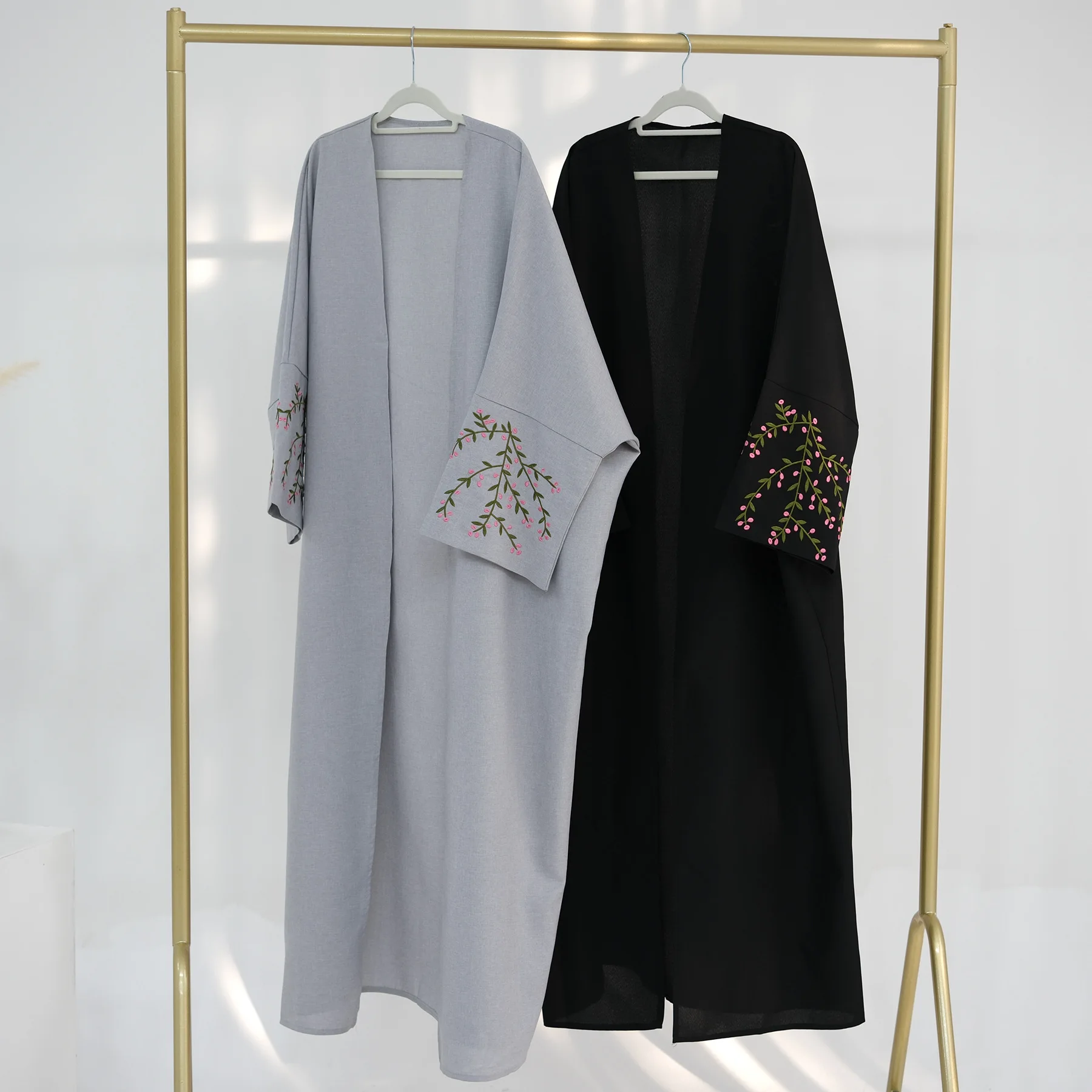 ISLAM PRAYER CLOTHING Grey Dubai Luxury Abaya High Class Eid Beads Embroidery Abaya De Dubai
