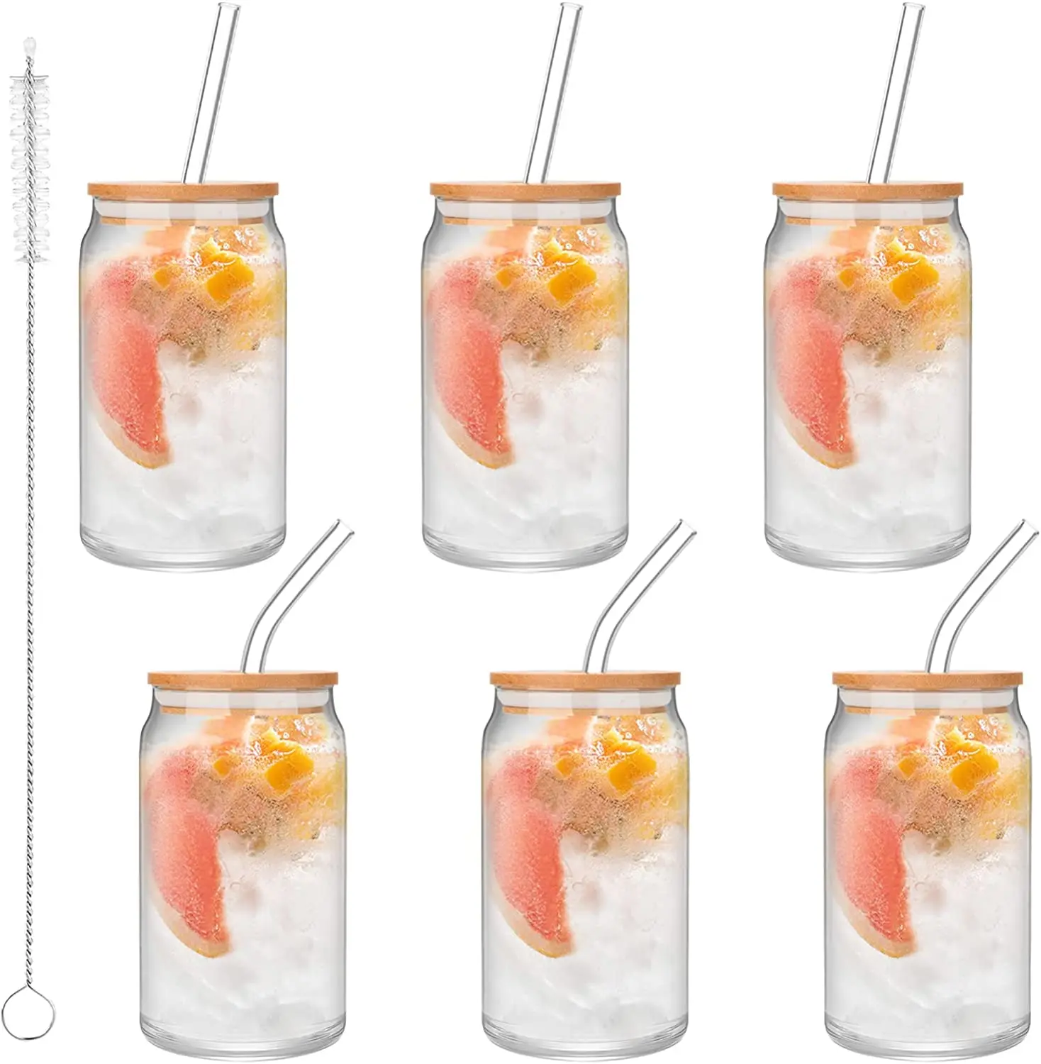 Can Cup Cola Cups Brand Glass Custom Glass Supplier New China Tumbler Mugs Drinkware 16oz 450ml Glass Can with Lid and Straw