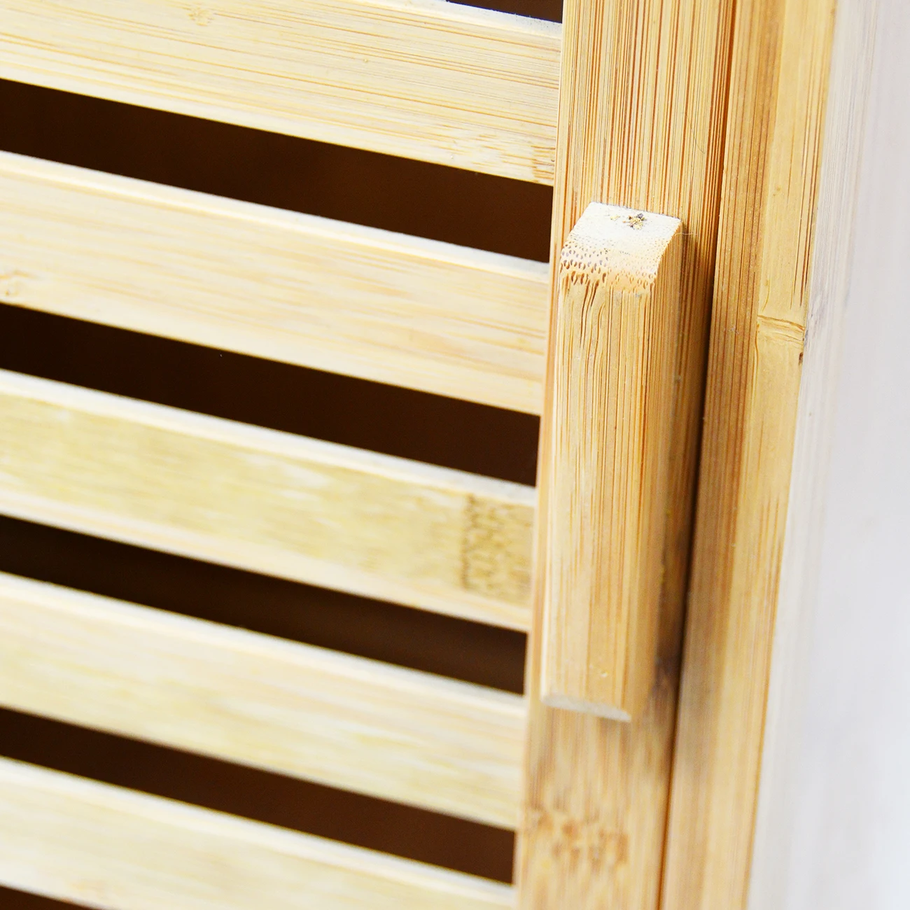 Multifunctional 4 Tiers Bamboo Bathroom Vanity Storage Cabinet with Laundry Hamper Sorter Basket Shelf