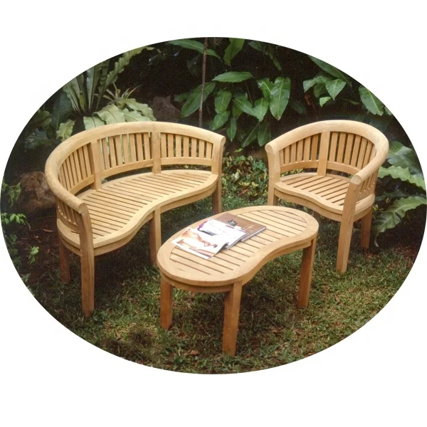Banana Garden Furniture Teak Wooden Outdoor Patio Sets Dining Table and Chair Garden Set Furniture