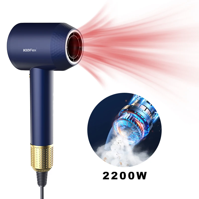 Высокомощный фен для волос KooFex 2200 Вт BLDC профессионального использования в салоне высокоскоростной с бесщеточным двигателем 110000