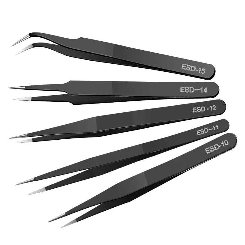 High Quality Stainless Steel anti-static Tweezers Ultra Hard Eyelash Forceps and High-quality Tweezers