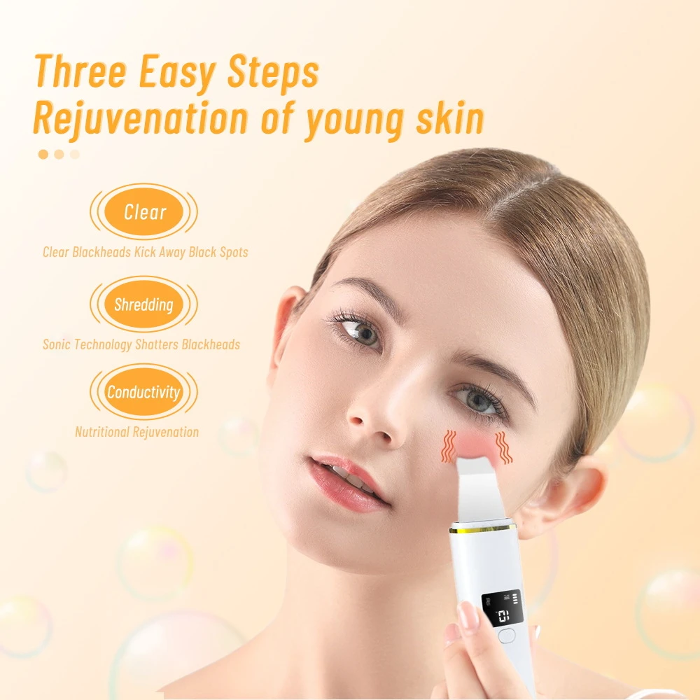 2024 New Portable Electric Facial Dead Skin Peeling Machine Professional Sonic Face Cleaning Spatula Ultrasonic Skin Scrubber
