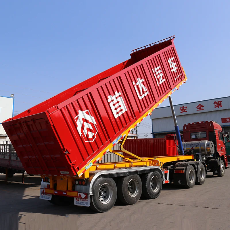 Large rear dump hydraulic trailer truck  rebar transport big truck trailer for sale