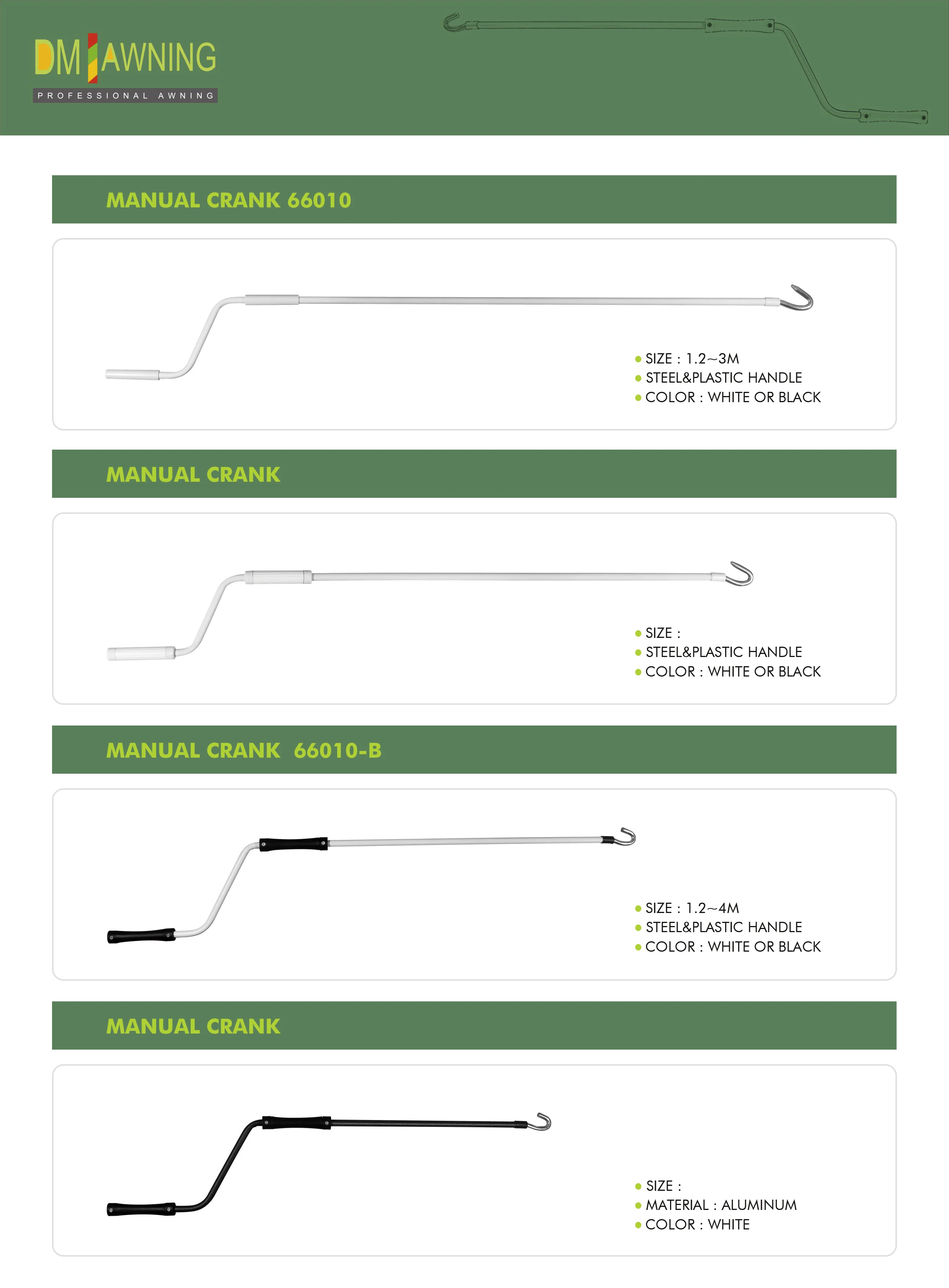 Manual Retractable Awning Part Hand Crank/Awning Component Hand Crank