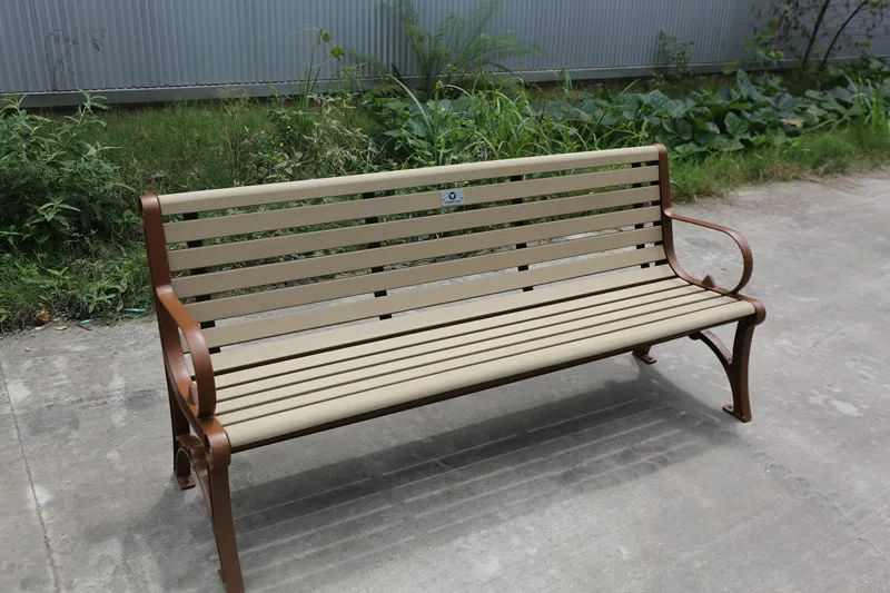 outdoor park cast iron legs wood slats bench seat outside street wood plastic composite bench seating public garden bench chair