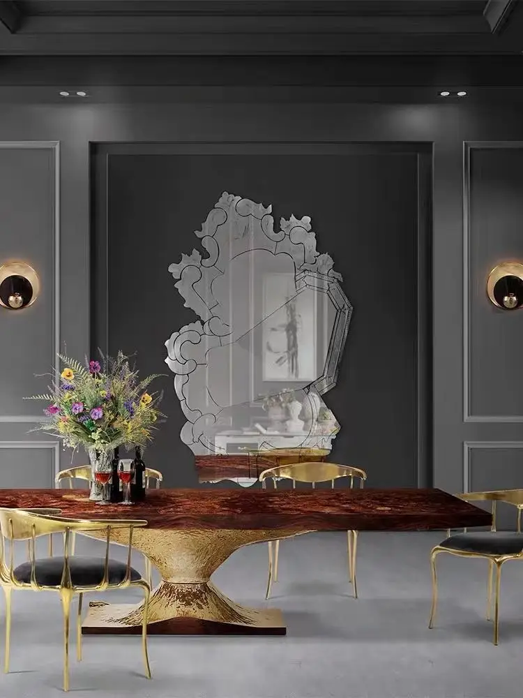 Hot Sale factory Direct  Italian Design Dining Table Metal Brass Dining Table Luxury Dinning Room Furniture Table