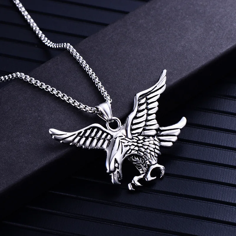 Wholesale Stainless Steel Necklaces Pendant Eagle Wings Designer Necklace Gold Plated Fashion Necklace Jewelry For Men