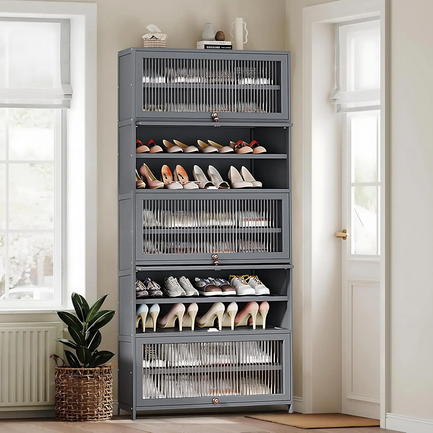 Shoe Cabinet, Large Shoe Storage Cabinet Organizer for 40-45 Pairs, Vertical Shoe Rack for Entryway, Bedroom