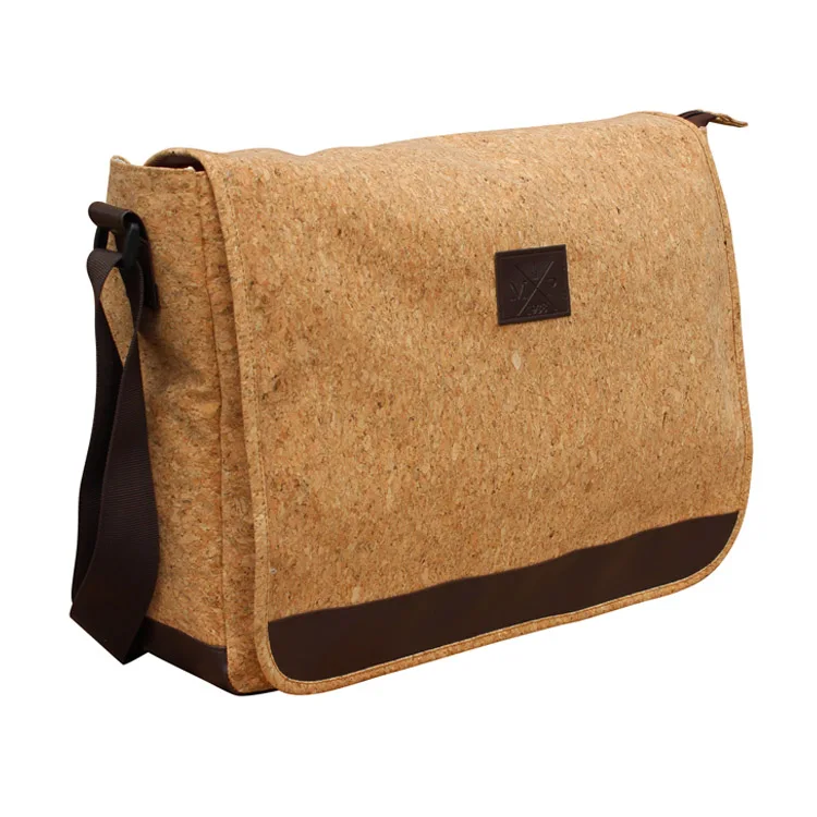 Custom recycled fabric natural cork shoulder bag