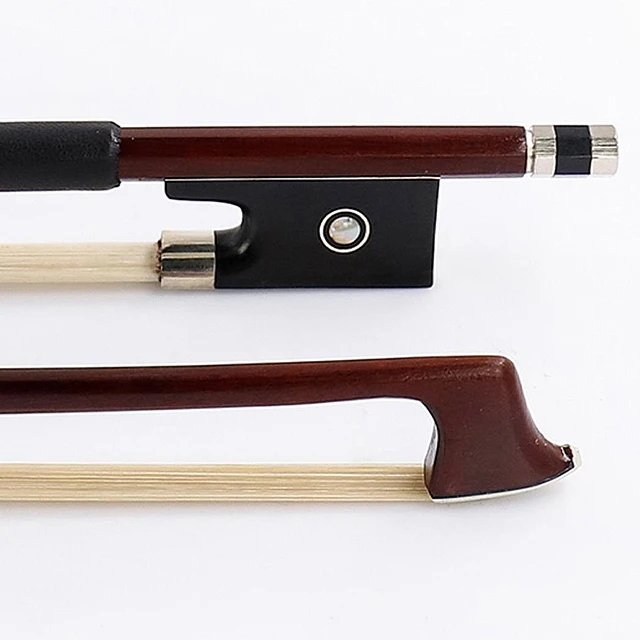 LZS  factory price Violin circular Ebony bow Brazilwood  High quality 4/4 Full Size Horse Hair Violin Bow(G100)