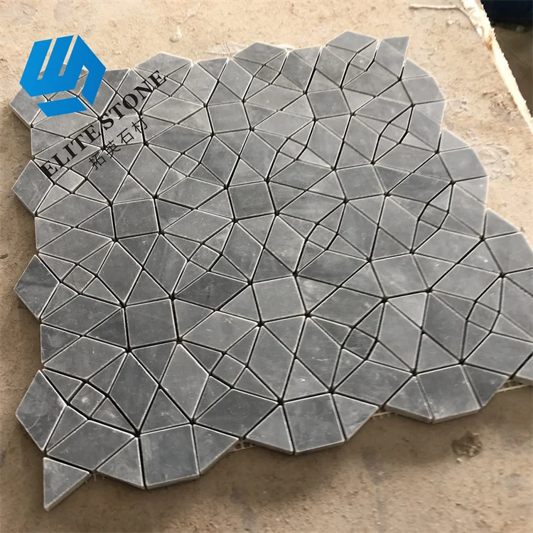 New Design Popular Water Jet White Marble Flower Pattern Mosaic Tile