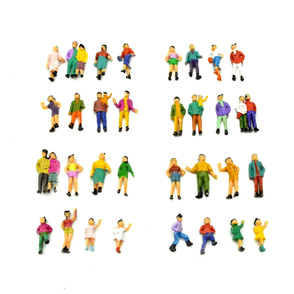 
50pcs HO scale plastic painted figures 1:87 model passager people architectural building materials standing figures 