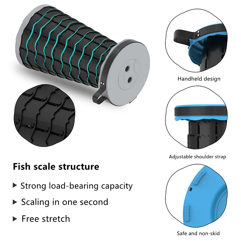 Collapsible Retractable Stool Adjustable Folding Stool for Garden Hiking Fishing BBQ with Carry Bag Telescoping Stool